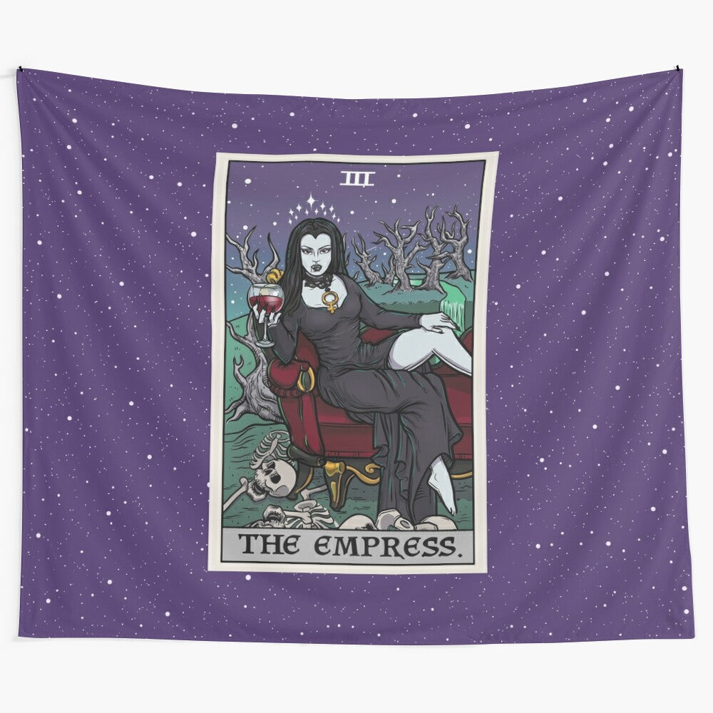 Gothic Vampire Tarot Tapestry with The Empress Card and Spooky Twisted Trees