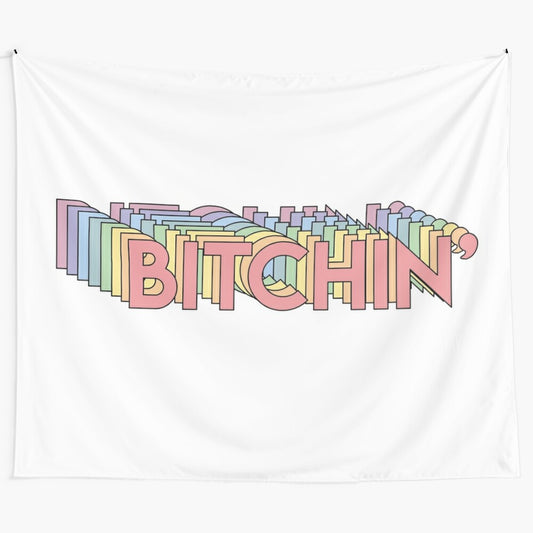 Bitchin' Stranger Things Inspired Tapestry with Retro Typography and Colorful Pastel Design