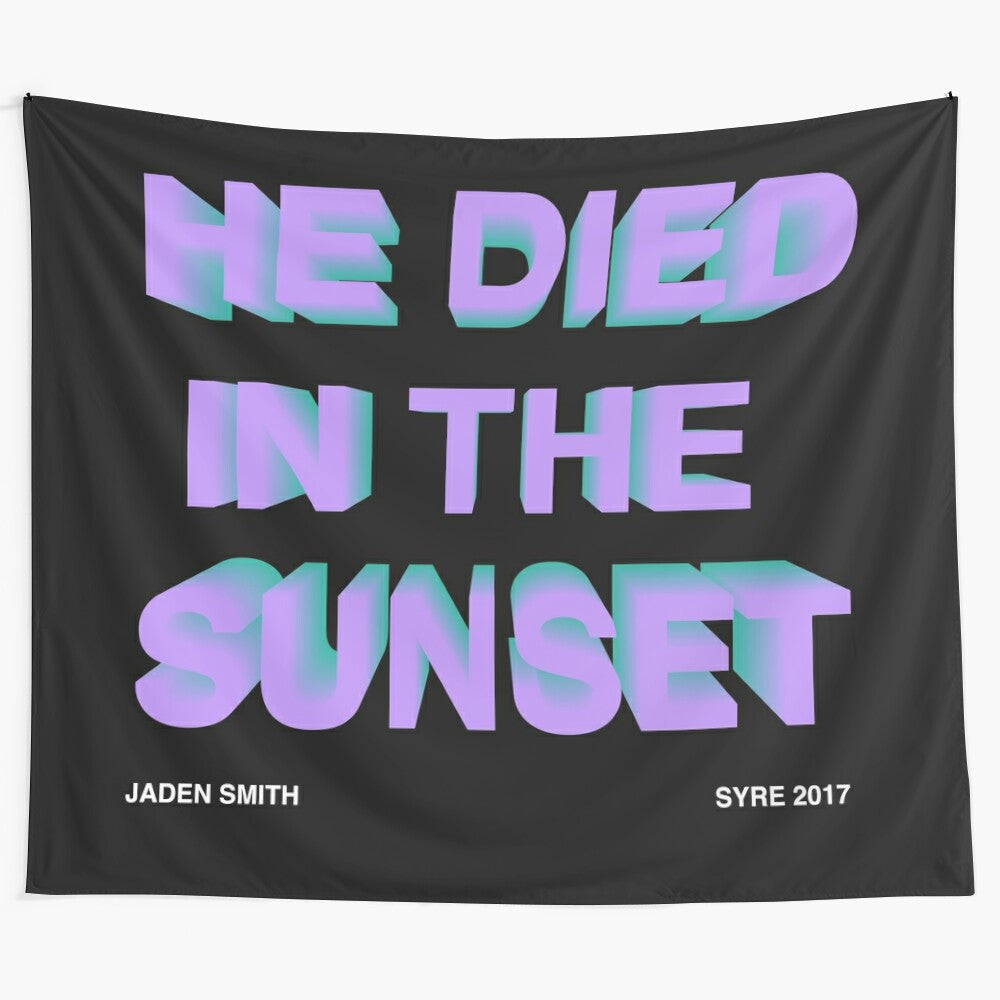 Sunset-themed tapestry inspired by Jaden Smith's 'SYRE' album