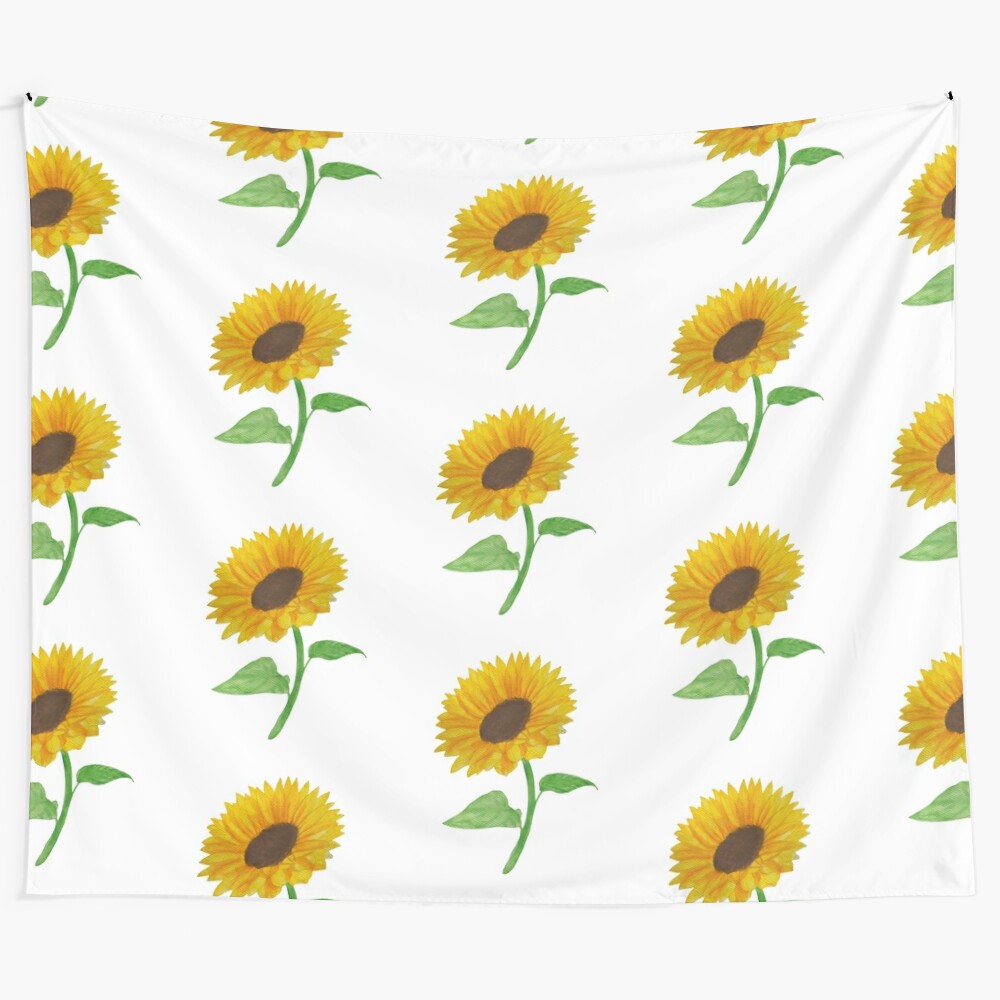 Watercolor sunflower pattern design tapestry