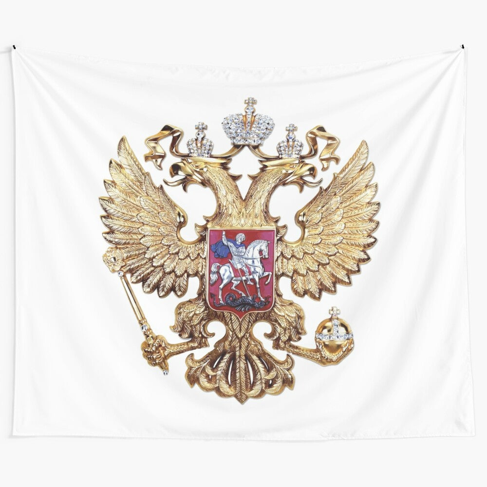 Russian coat of arms tapestry with white background