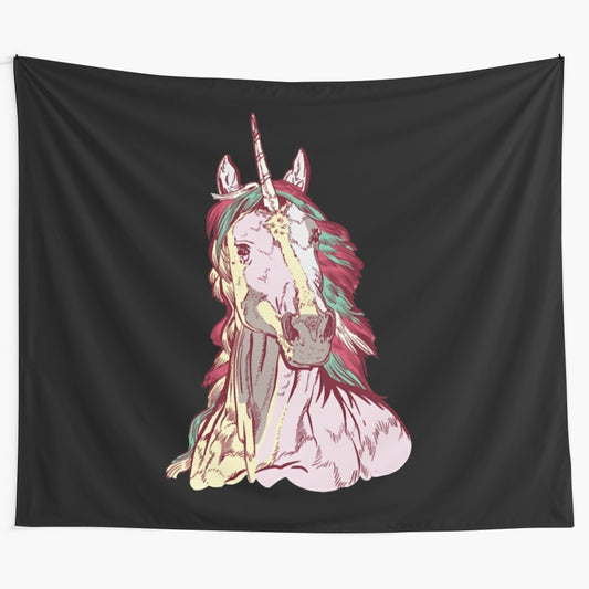 Retro unicorn or horse with horn tapestry wall hanging