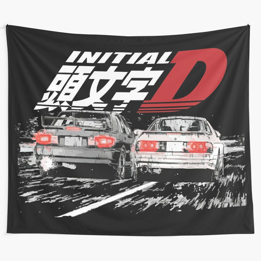 Unlicensed Initial D Racing Tandem Tapestry featuring Takahashi FC and Kyoichi Sudo EVO