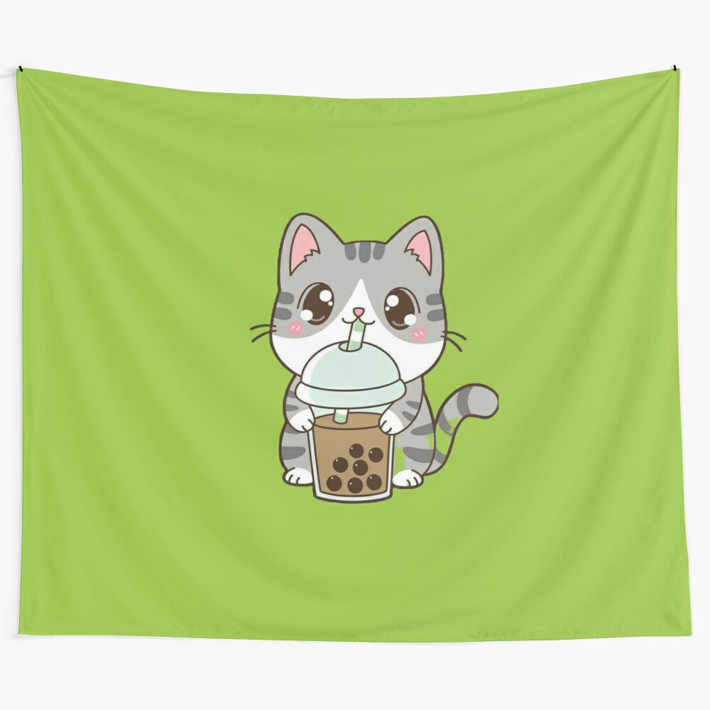 Colorful cat tapestry featuring a cute feline pet