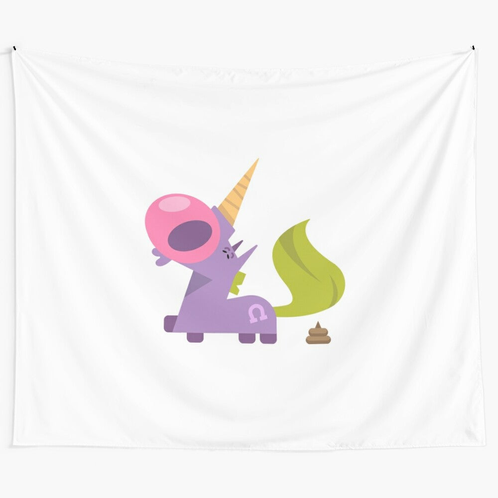 Colorful unicorn tapestry with rainbow motif for magical home decor