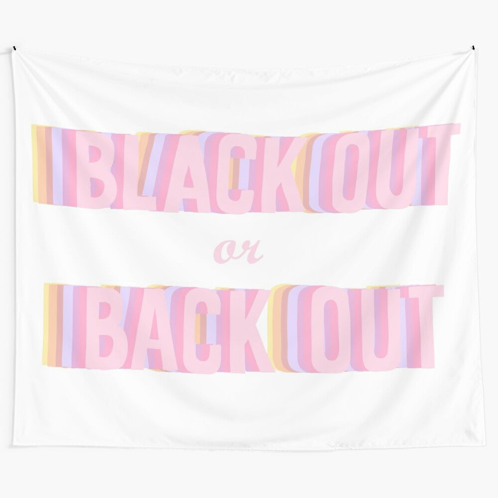 Colorful and bright black tapestry with college, sorority, and fraternity inspired designs