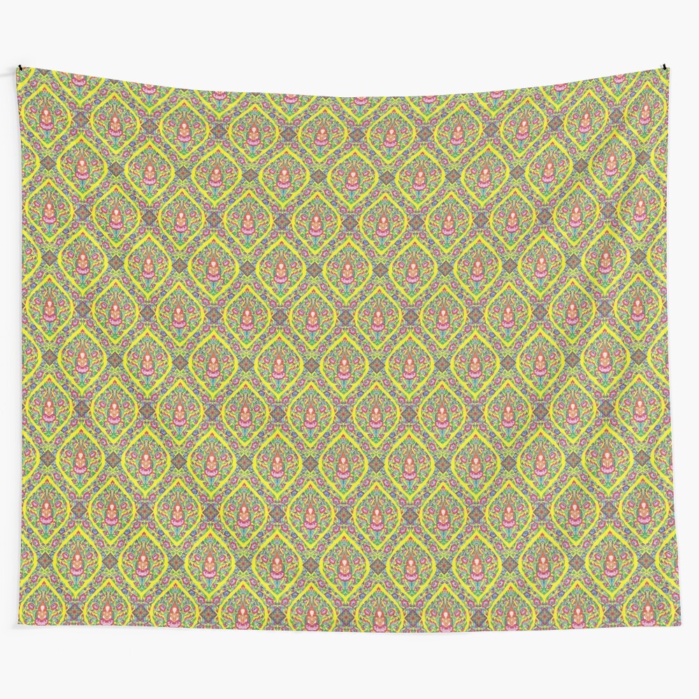 Thai pattern tapestry with abstract floral and nature designs