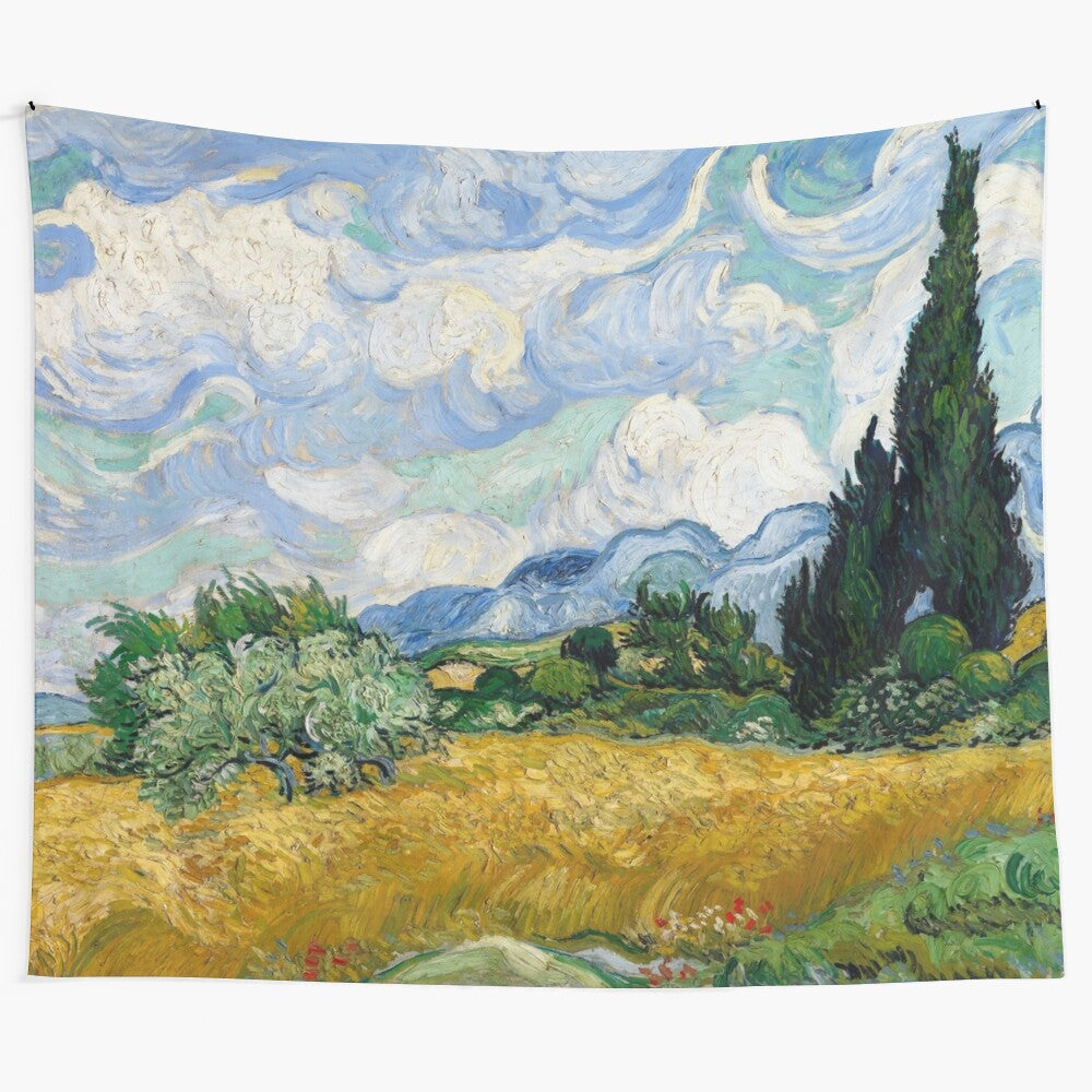 Vincent van Gogh's Wheat Field with Cypresses tapestry wall art