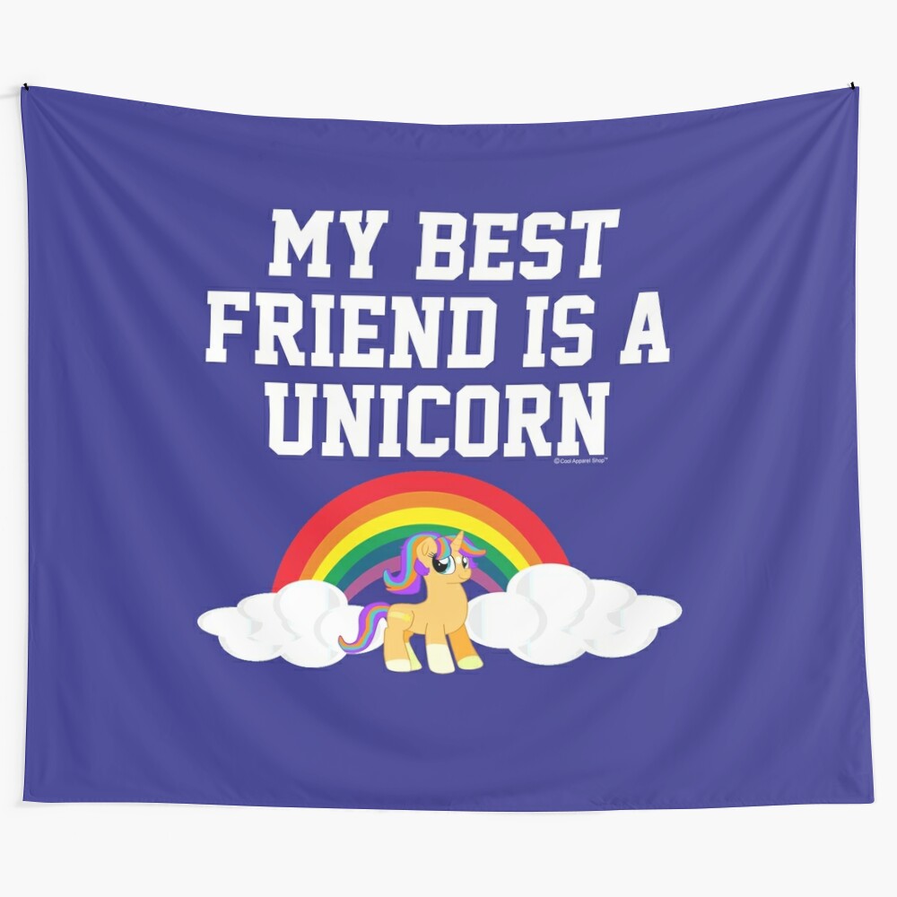 Colorful unicorn wall tapestry with a magical, whimsical design