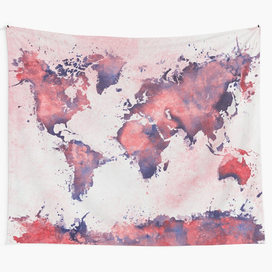 Detailed world map tapestry for wall decor