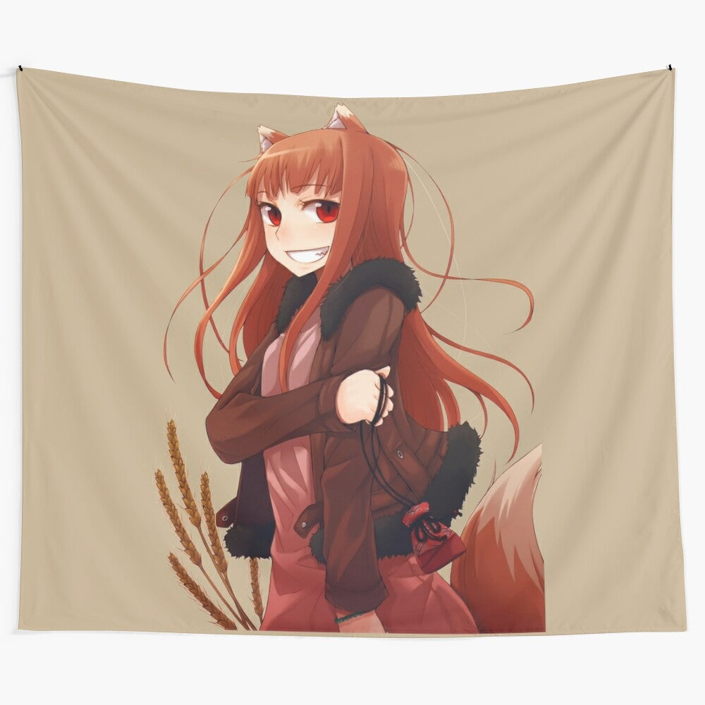 Horo the Wise Wolf from Spice and Wolf anime tapestry wall art