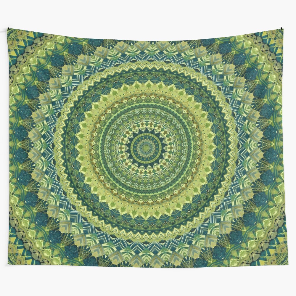 Vibrant mandala tapestry with flower of life design