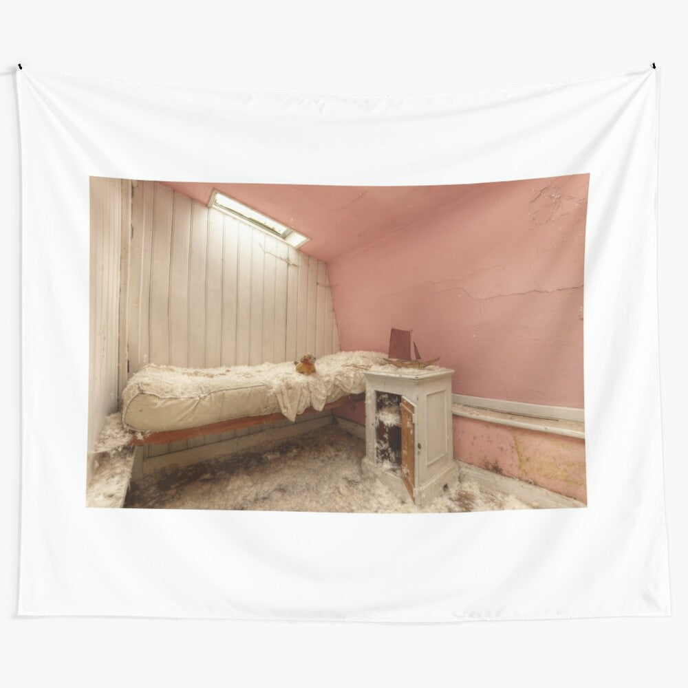 Abandoned mansion pink bedroom tapestry fine art photography