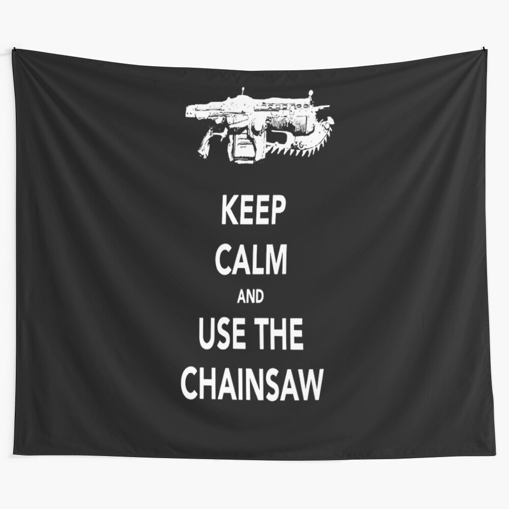 Keep Calm and Use The Chainsaw White Tapestry for Gamers