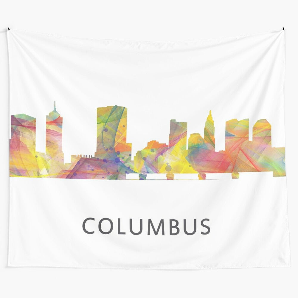 Watercolor painting of the Columbus, Ohio city skyline