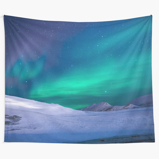 Stunning Northern Lights tapestry with swirling aurora borealis, stars, and galaxies