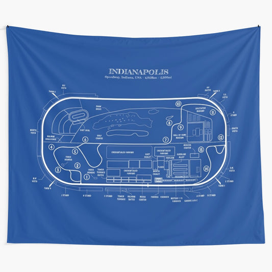 Indianapolis Motor Speedway Tapestry with White Stencil Design