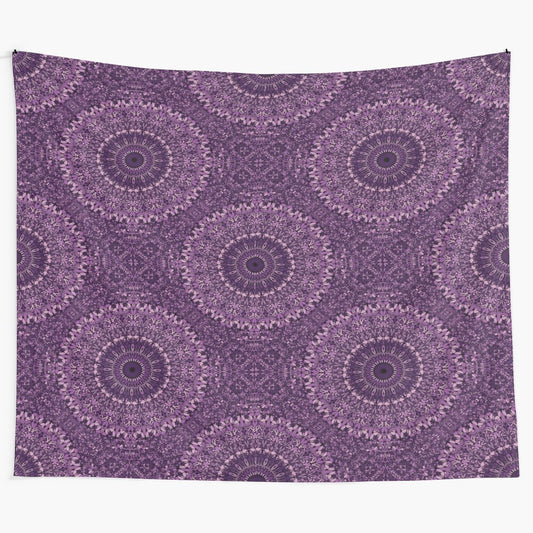 Purple flower mandala tapestry with intricate floral design