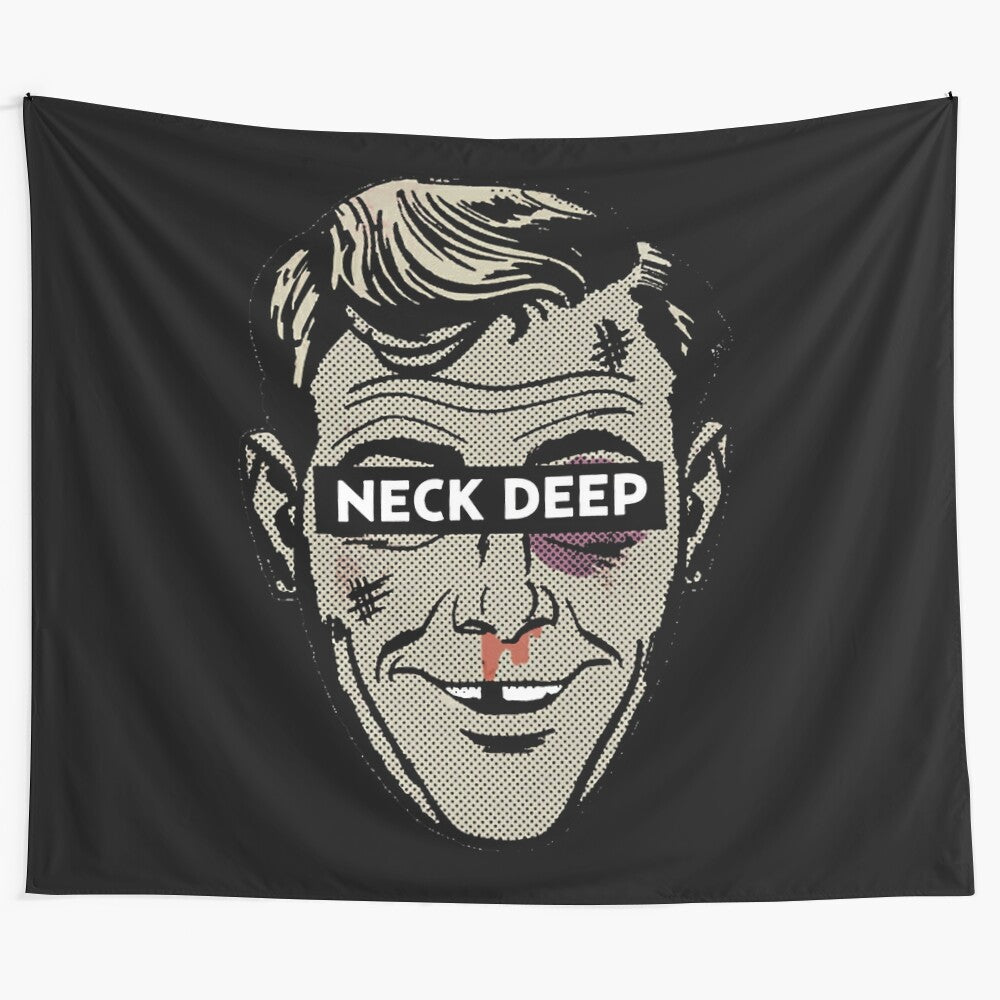 Neck Deep themed tapestry with band logo and song titles