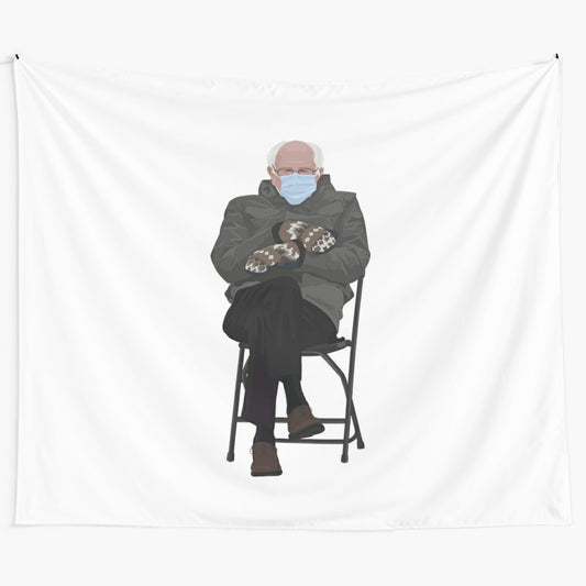 Unofficial Bernie Sanders Mittens Tapestry with memes and inauguration references