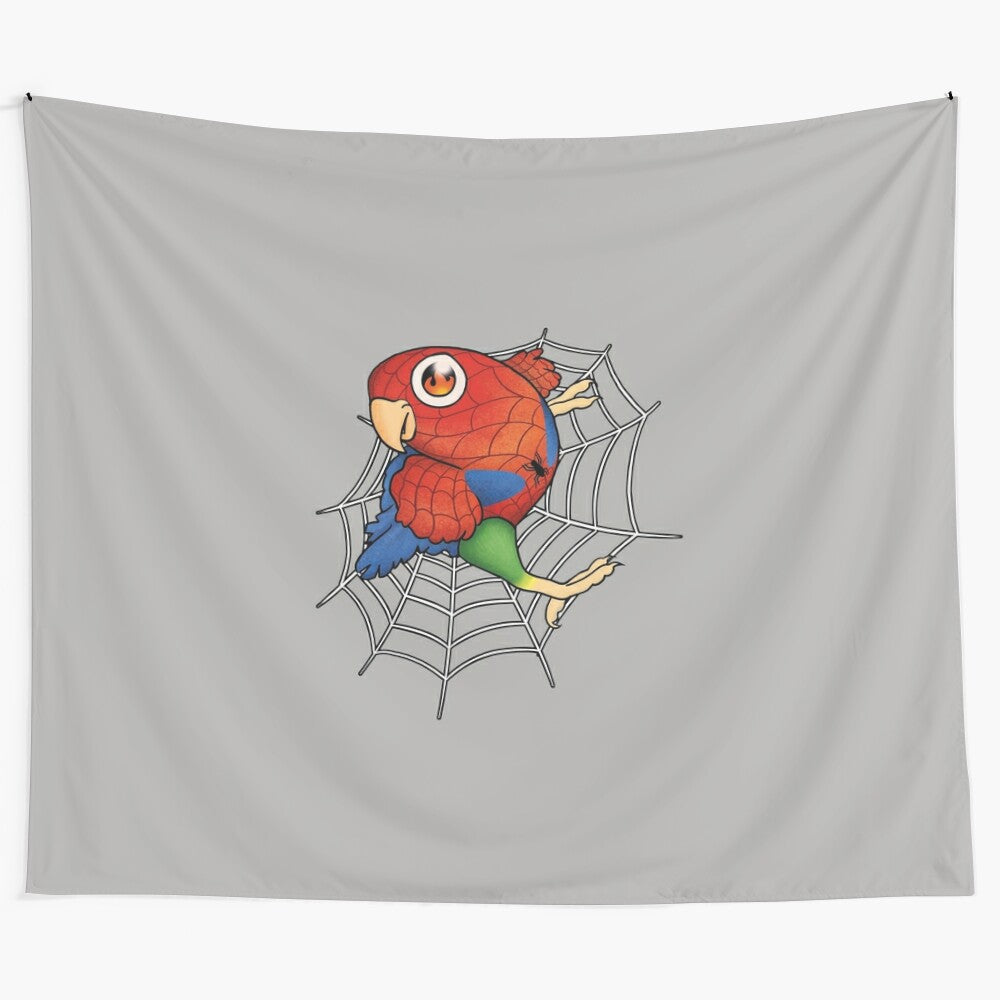 Agapornis roseicollis superhero parrot tapestry