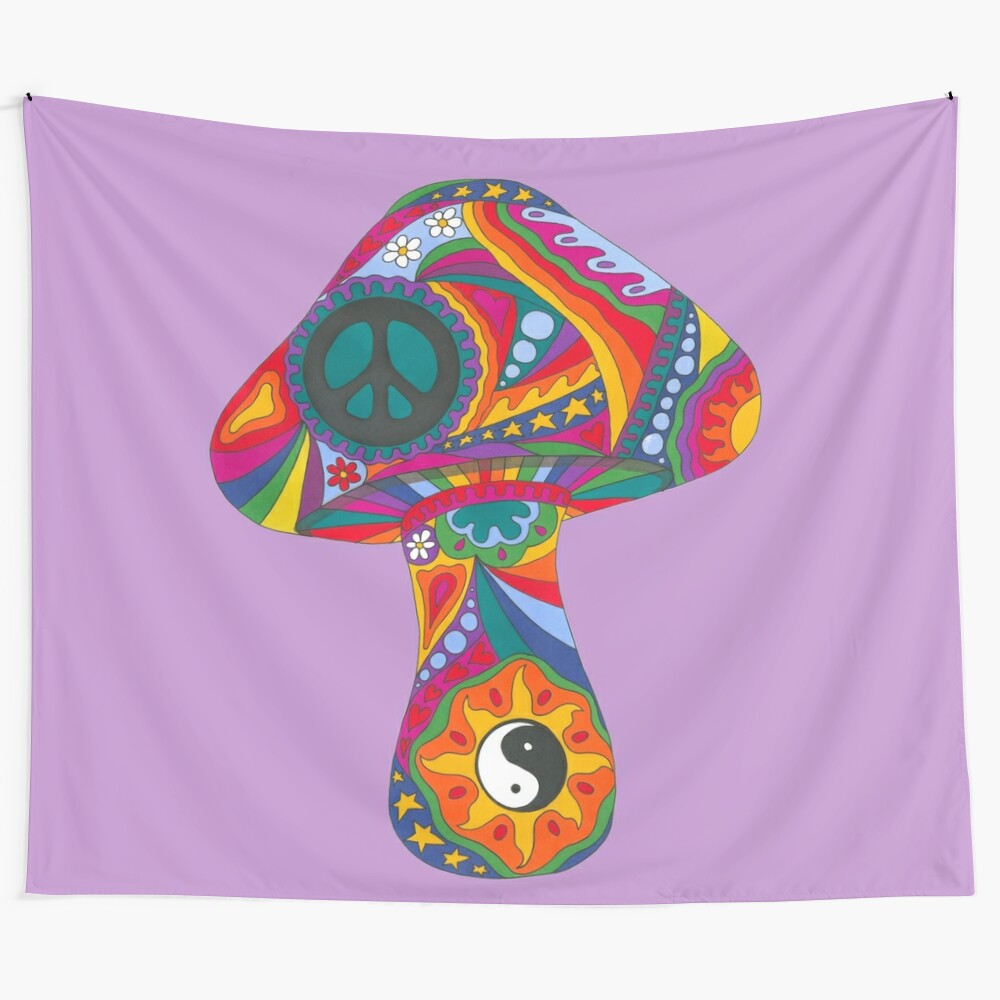 Colorful psychedelic mushroom tapestry