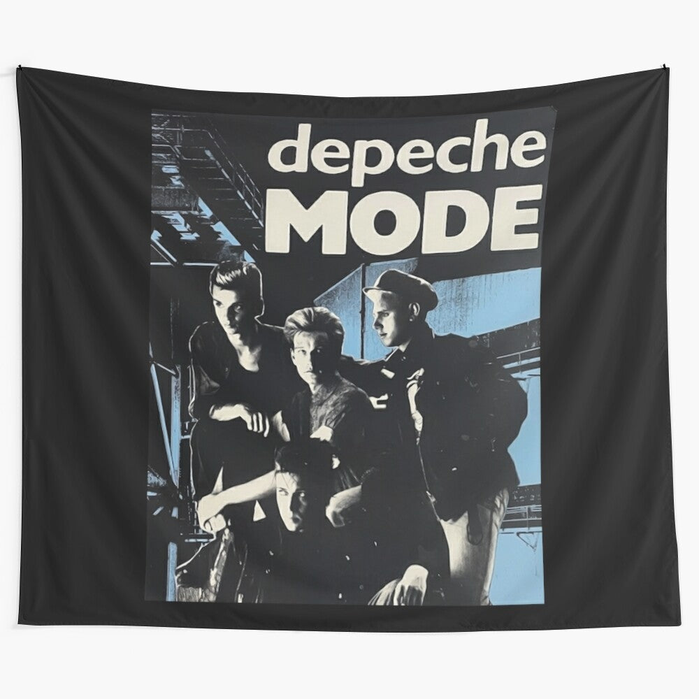 Depeche Mode Inspired Tapestry with Focus on Band's Iconic Songs and Visuals