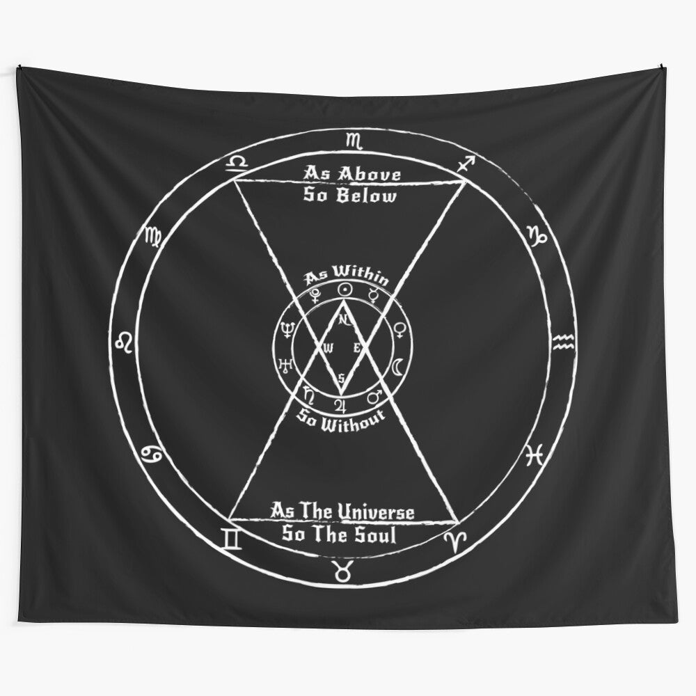 Mystical "As Above So Below" occult tapestry wall art