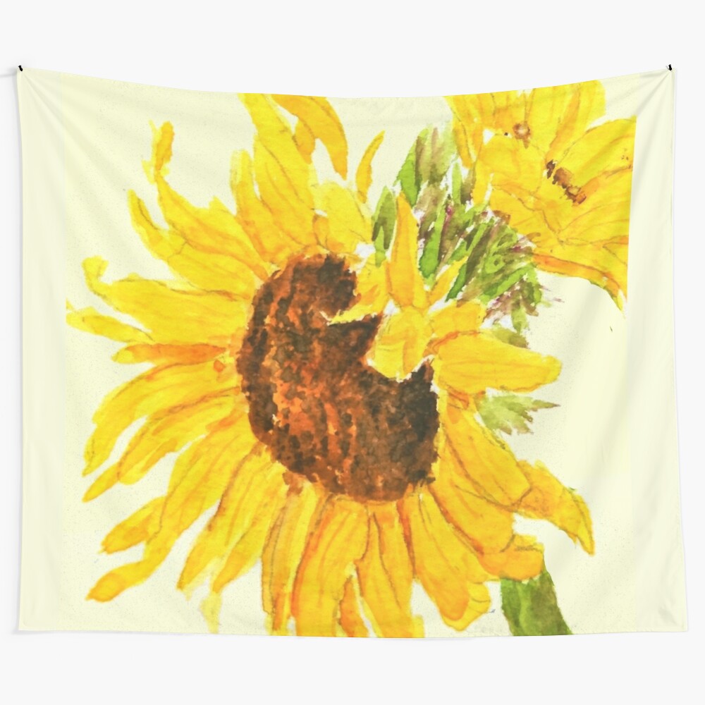 Sunflower watercolor painting in a soft, romantic style