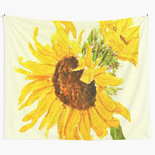 Sunflower watercolor painting in a soft, romantic style