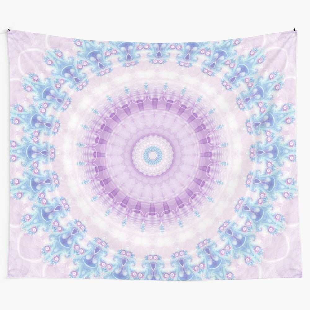 Pastel purple and blue mandala tapestry wall hanging