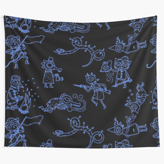 Night in the Woods-inspired tapestry featuring a beautiful night sky with constellations