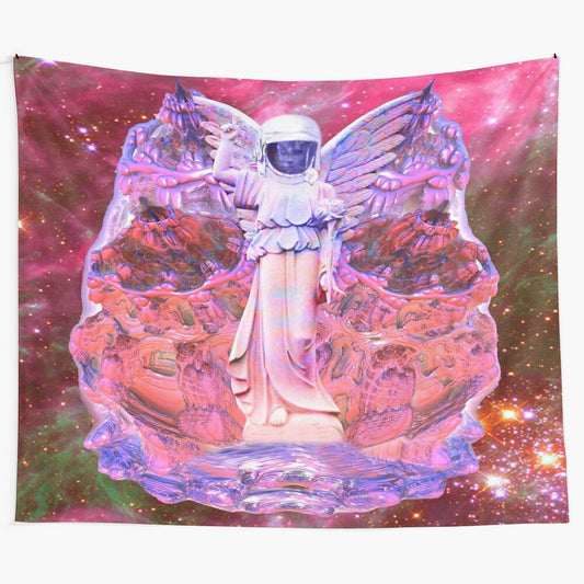 Colorful abstract tapestry featuring a celestial space angel design