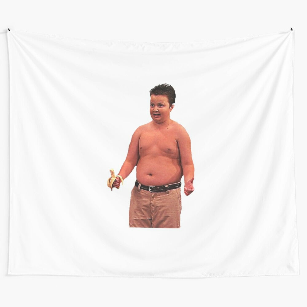 Tapestry featuring a whimsical depiction of Gibby from the Nickelodeon TV series iCarly