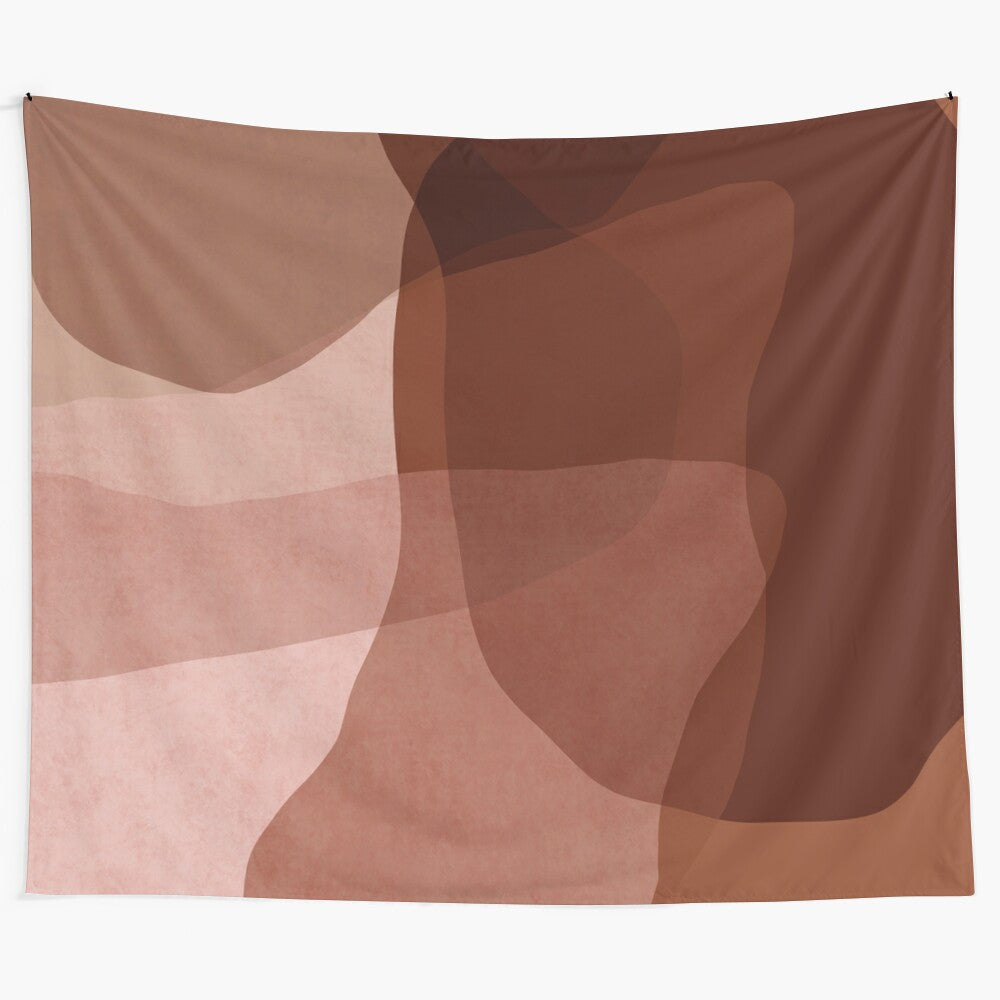 Boho abstract tapestry with earthy shapes and warm tones