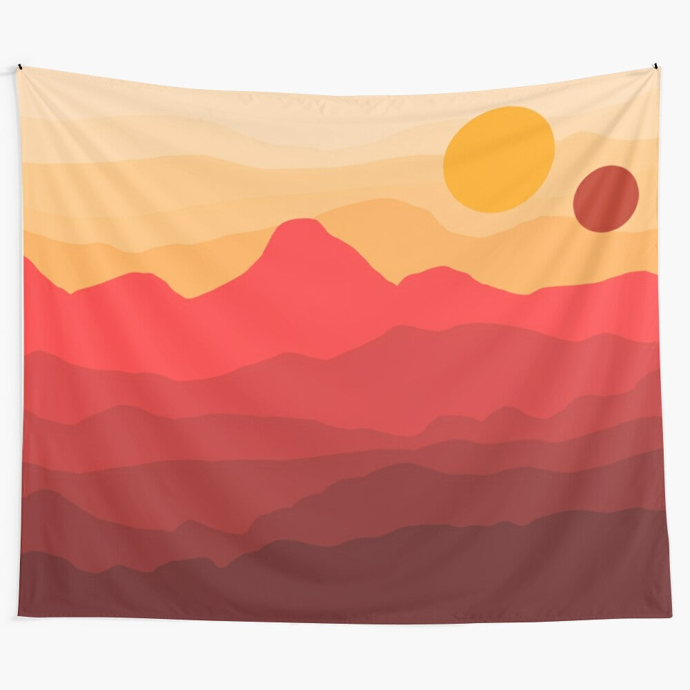 Tatooine-inspired star wars tapestry with sandy desert landscape