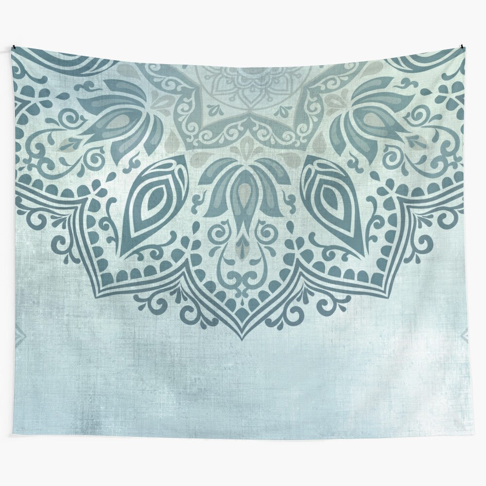 Teal green blue mandala tapestry wall decor