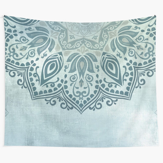 Teal green blue mandala tapestry wall decor