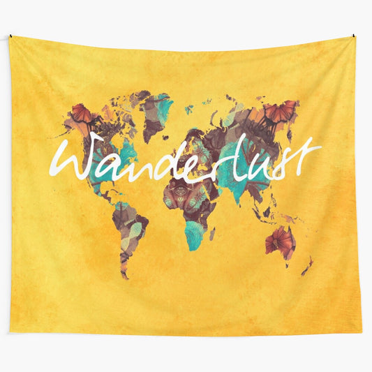 Wanderlust world map wall tapestry for bedroom and home decor