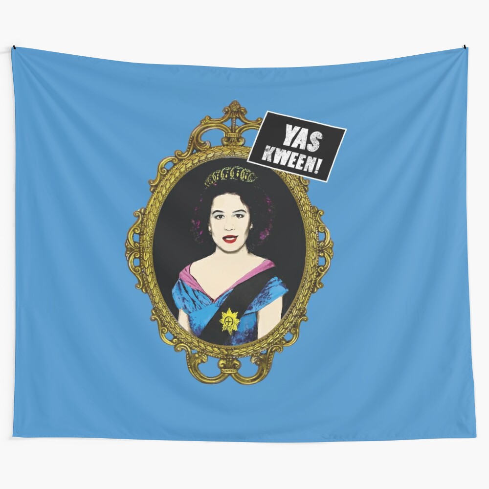 Yas Kween! Broad City Meets Queen Elisabeth II Tapestry with pop art design