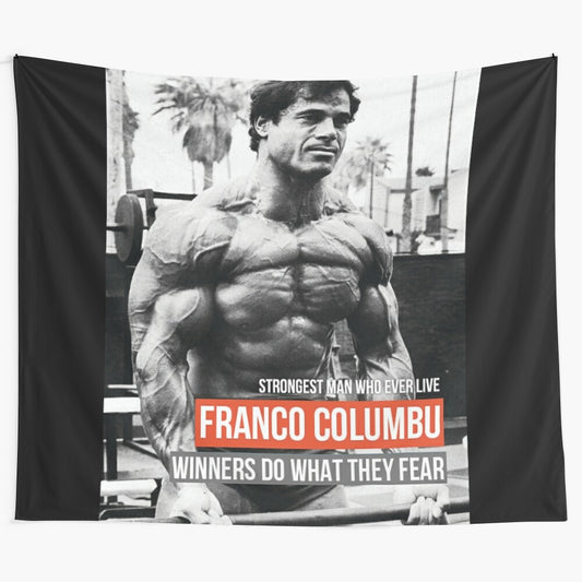 Motivational bodybuilding tapestry with inspirational quotes for fitness goals