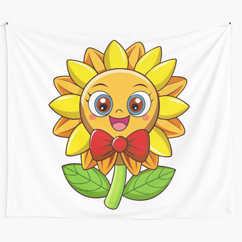 Cheerful and cute sunflower with a bow, perfect for sunflower lovers and nature enthusiasts