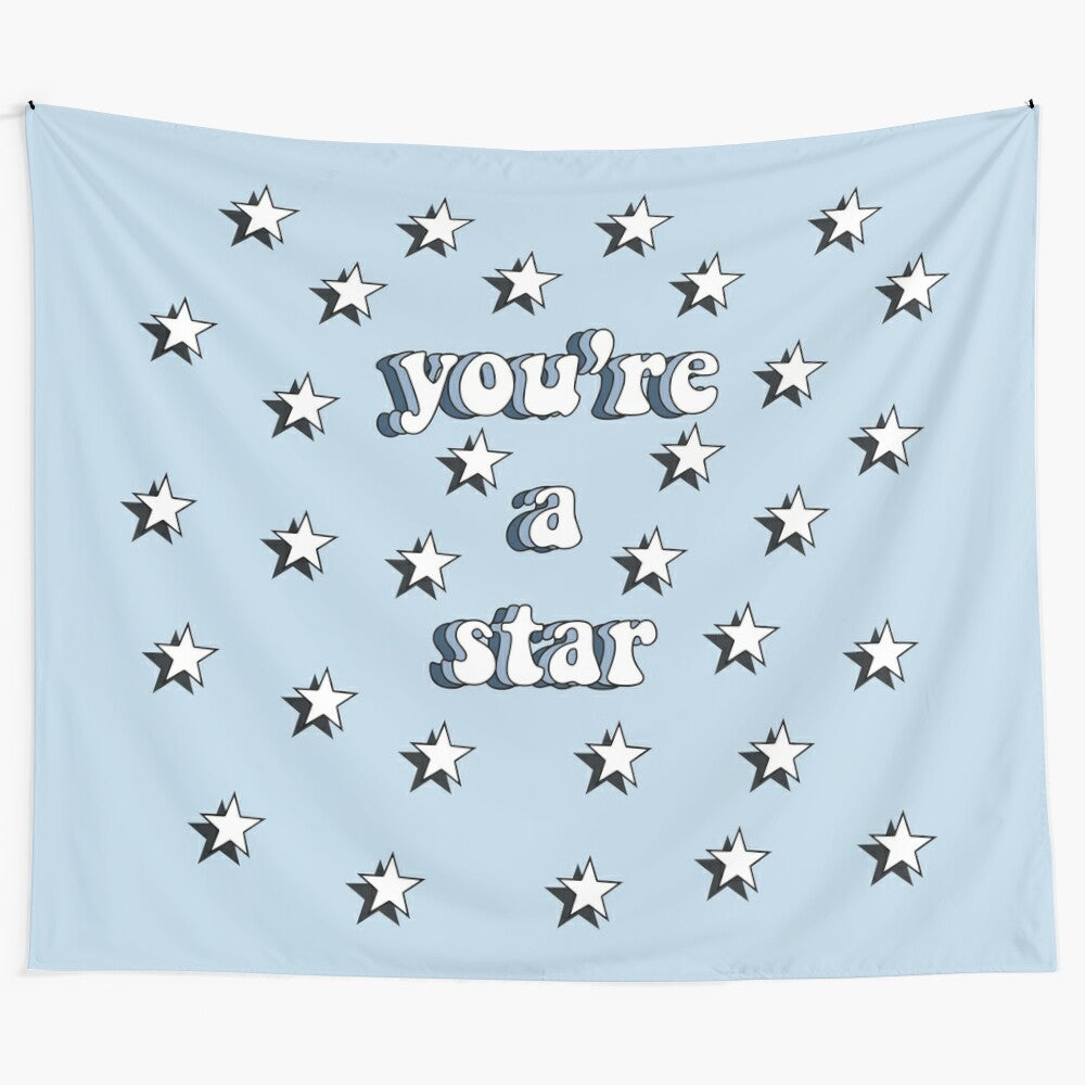 Blue "You're a Star" Tapestry with Celestial Galaxy and Star Design