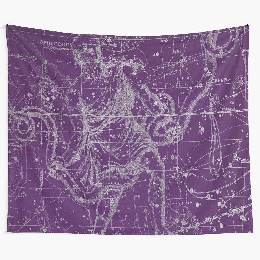 Ophiuchus constellation tapestry featuring a cosmic starry night sky design