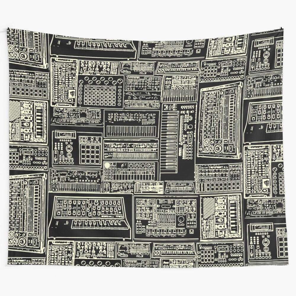 Tapestry featuring a synthesizer-inspired design for synth enthusiasts