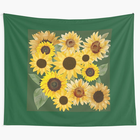 Sunflower graphic tapestry featuring a colorful floral pattern