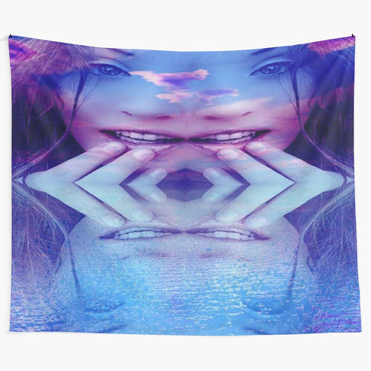 Blue reflection tapestry featuring a dreamlike, surreal design