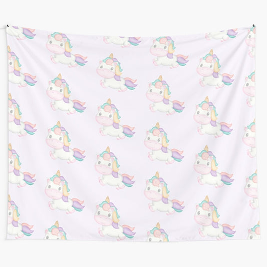 Kawaii unicorn pastel rainbow tapestry