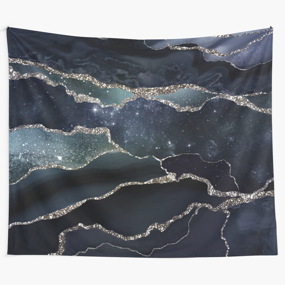 Glamour Night Faux Marble Galaxy Tapestry