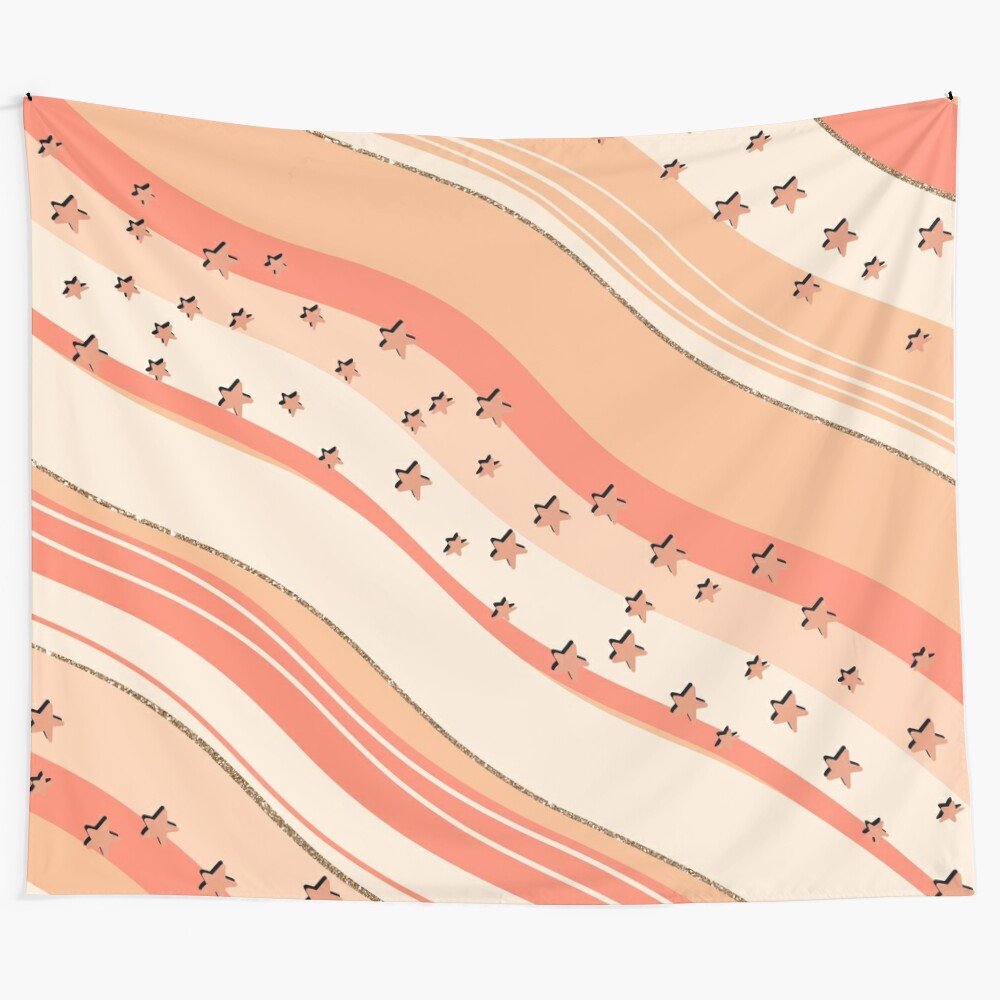 Retro VSCO pattern tapestry with cosmic, galaxy, and celestial elements